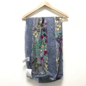 NWT Anthropologie Butterfly Floral Scarf